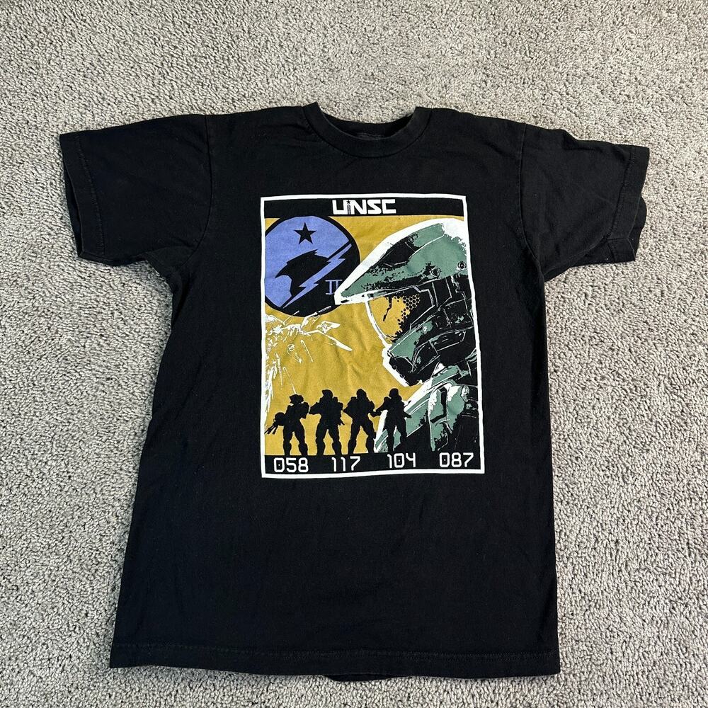Halo Shirt Mens Medium Black USNC Master Chief Infinite Stylized Short Sleeve *